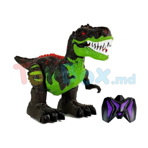 Leantoys 7230 Jucarie Dinozaur cu telecomanda RC negru-verde