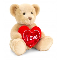 Keel Toys SV2131 Jucarie de plus Bear Chester Ursulet brun cu inima, 25 cm
