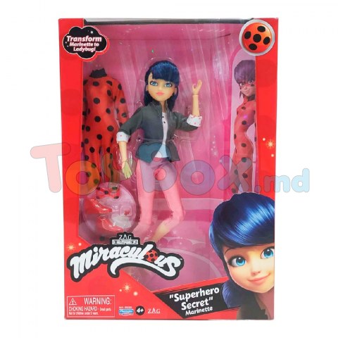 Miraculous 50355 Papusa Lady Bug Superhero Secret Marinette S2, 26cm