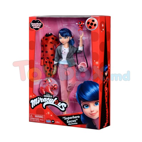 Miraculous 50355 Papusa Lady Bug Superhero Secret Marinette S2, 26cm