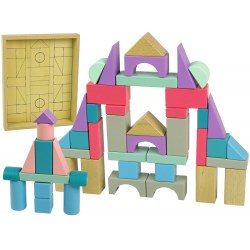 Leantoys 10161 Замок Набор пастельных деревянных блоков различной формы 55 эл
