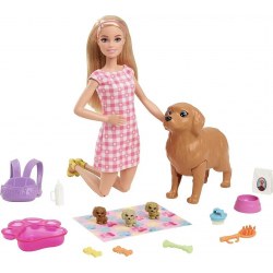 Barbie HCK75 Set Papusa Catelusi nou nascuti