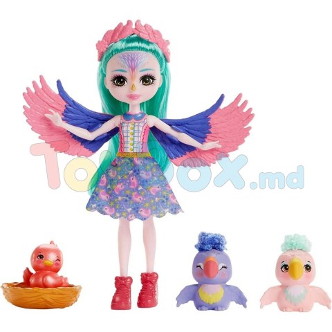 Enchantimals HKN15 Set Papusa Papagalul Finch Si Familia