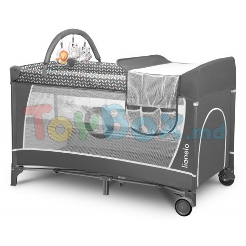 Pătuț pliabil Lionelo Flower Grey Scandi