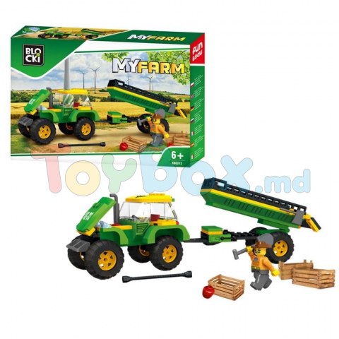 Blocki Myfarm KB0313 Set de constructie Tractor cu remorca