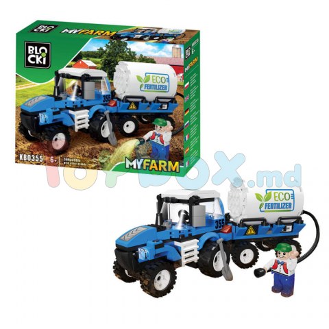 Blocki Myfarm KB0355 Set de constructie Tractor cu rezervor ingrasaminte