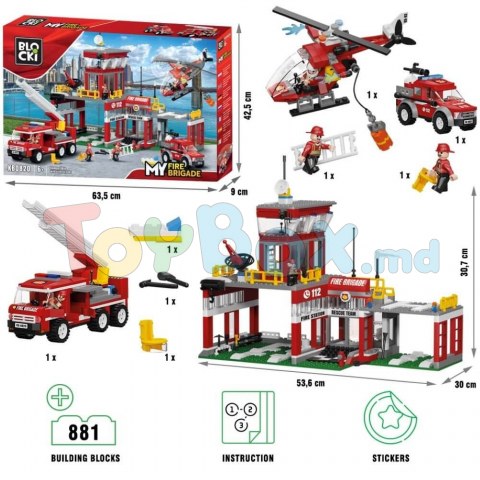 Blocki Myfirebrigade KB0820 Set de constructie Statie de Pompieri 841 el.