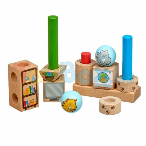Lucy And Leo 9-LL217 Joc-puzzle din lemn Pisicile Jucause cu sabloane