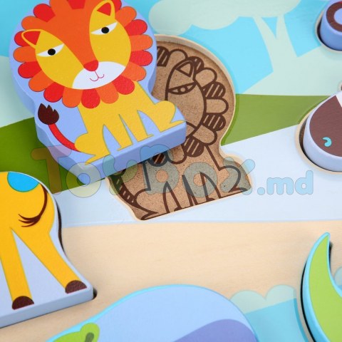 Lucy And Leo 9-LL224 Puzzle din lemn Animale Safari, 7 piese