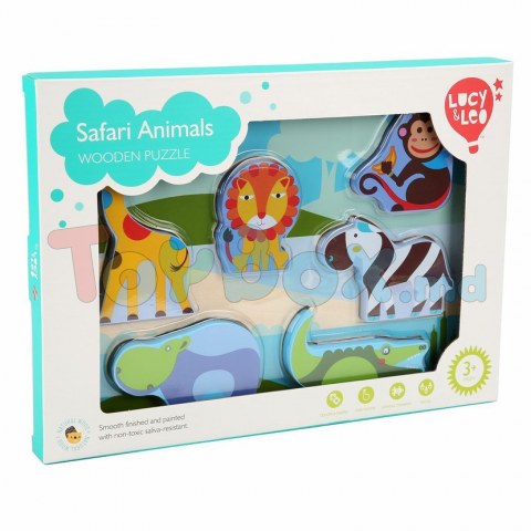 Lucy And Leo 9-LL224 Puzzle din lemn Animale Safari, 7 piese