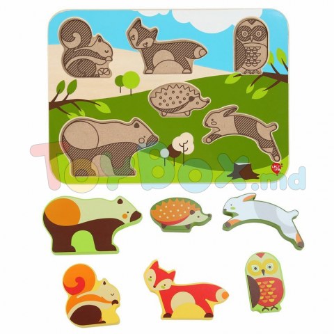 Lucy And Leo 9-LL225 Puzzle din lemn Animale din padure, 7 piese