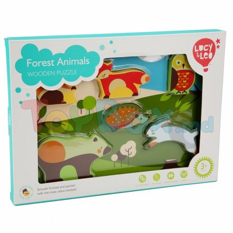 Lucy And Leo 9-LL225 Puzzle din lemn Animale din padure, 7 piese