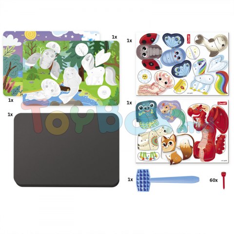 Quercetti 2860 Креативная игра с молотком и гвоздями Tap Tap Animals