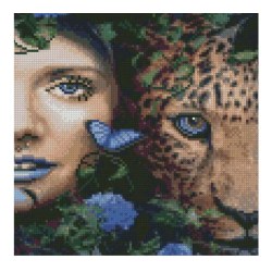 Strateg CA-0056 Mozaic cu diamante Fata si leopard, 30x30 cm