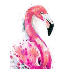 Strateg SY6337 Pictura pe numere Flamingo de aqurela, 40x50 cm