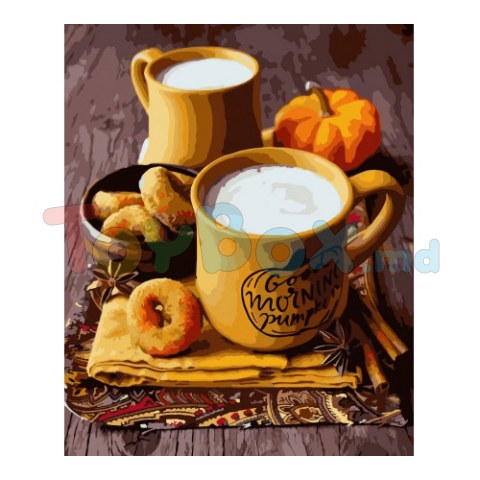 Strateg VA-3211 Pictură pe numere O cană de lapte, 40х50 cm
