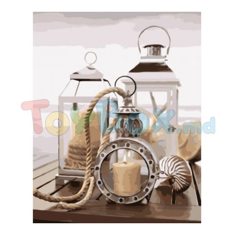 Strateg VA-3649 Pictura pe numere Luminari si felinari, 40x50 cm