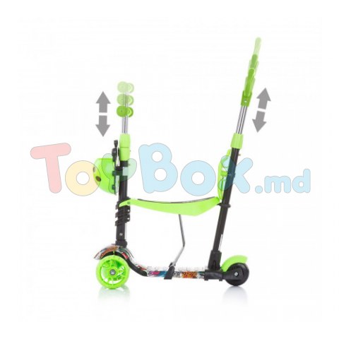 Chipolino DSKIEH022GG Самокат с ручкой Kiddy Evo зелёный/граффити
