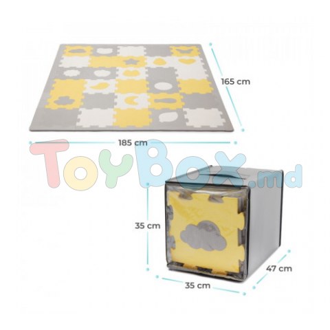 KinderKraft KPLUSH00YEL0000 Covoraș-puzzle Luno Sharpes, Yellow