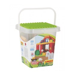 Androni 8559-0000 Конструктор в ведерке UnicoPlus Ферма, 38 дет.