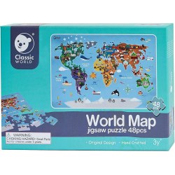 Classic World 40017 Puzzle din lemn Harta lumii