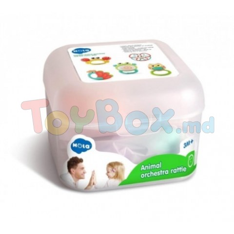 Hola Toys 318B Набор погремушек в боксе Животные, 5 шт