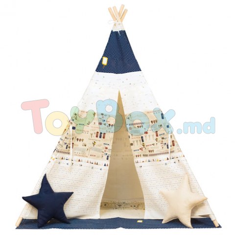 Bino 82820 Cort TeePee, bej cu geam, 120x120x150 cm
