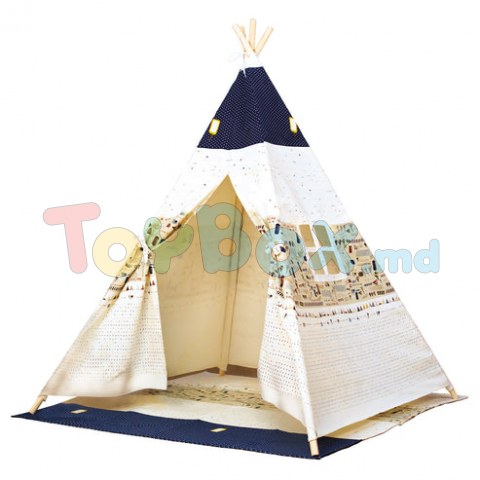 Bino 82820 Cort TeePee, bej cu geam, 120x120x150 cm
