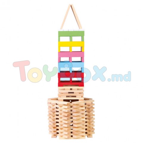 Bino 70351 Set de construit din lemn, Oras, 150 piese
