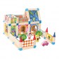 Bino 70352 Set de construit din lemn, Castel mediu, 128 piese