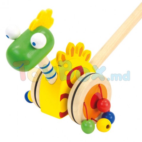 Bino 81671 Jucarie de impins din lemn Dinozaur