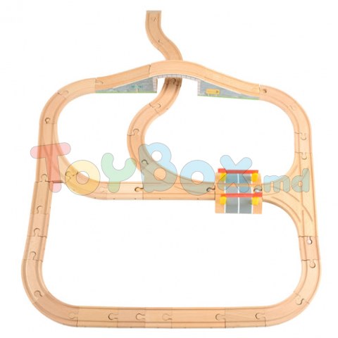 Bino 82207 Set Cale ferata-Traseu din lemn, 80 piese