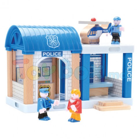 Bino 82262 Set Cale ferata-Traseu din lemn cu pod 90, piese