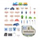 Bino 82262 Set Cale ferata-Traseu din lemn cu pod 90, piese
