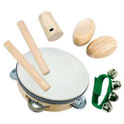 Bino 86550 Set 6 instrumente muzicale din lemn Mini Orchestra
