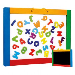 Bino 83651 Магнитная подвесная доска, двойная, с буквами и цифрами, 42x30 см