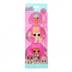 L.O.L. Surprise! 987895 Set 3 figurine seria OPP Tot + Pet + Lil Sis Spike + Cowardly Kitty + Lil Genie