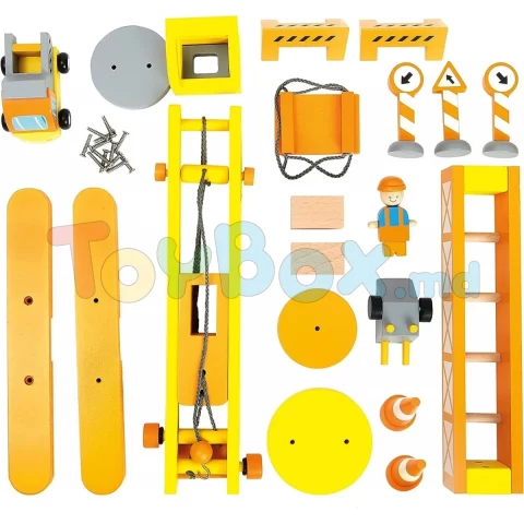 84087 Macara din lemn cu 13 accesorii, 31x42x25 cm
