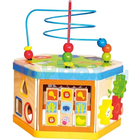 84186 Cub din lemn cu activitati 7 in 1