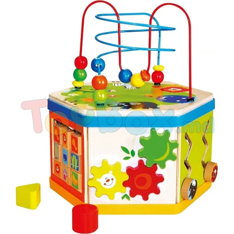 84186 Cub din lemn cu activitati 7 in 1
