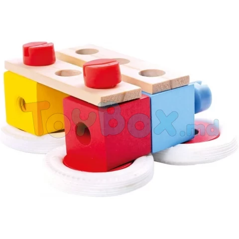 84206 Set de constructie cu blocuri din lemn suruburi din plastic Markury120 el.