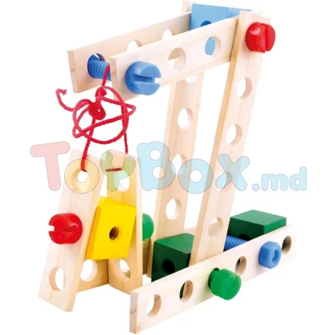 84206 Set de constructie cu blocuri din lemn suruburi din plastic Markury120 el.