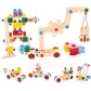 84206 Set de constructie cu blocuri din lemn suruburi din plastic Markury120 el.