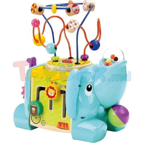 84212 Cub din lemn multifunctional cu activitati Elefant