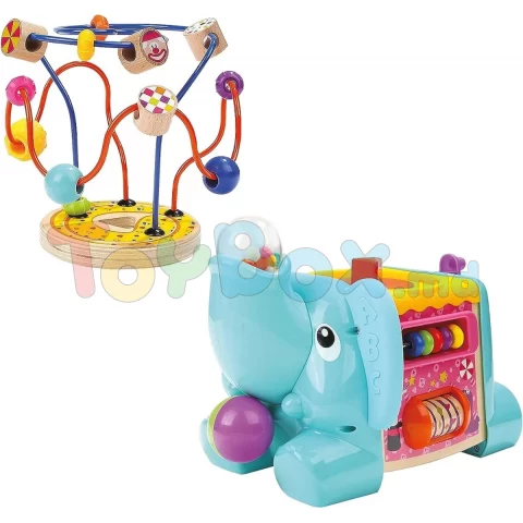 84212 Cub din lemn multifunctional cu activitati Elefant