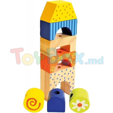 84151 Jucarie din lemn Villa Viola, puzzle cu 3 coloane, 26 piese