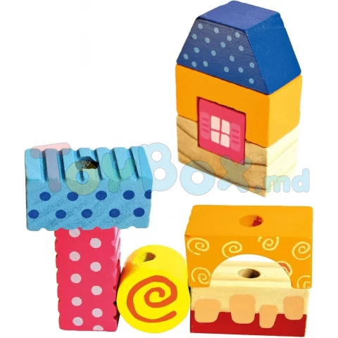 84151 Jucarie din lemn Villa Viola, puzzle cu 3 coloane, 26 piese