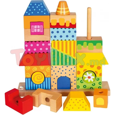 84151 Jucarie din lemn Villa Viola, puzzle cu 3 coloane, 26 piese