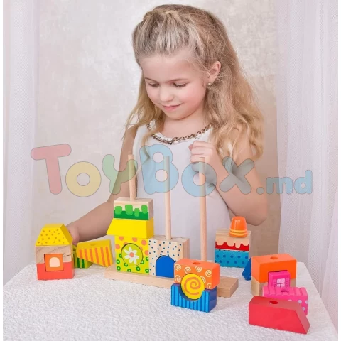 84151 Jucarie din lemn Villa Viola, puzzle cu 3 coloane, 26 piese