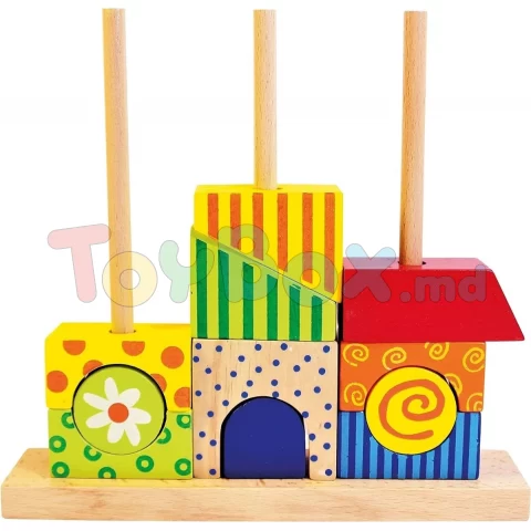 84151 Jucarie din lemn Villa Viola, puzzle cu 3 coloane, 26 piese